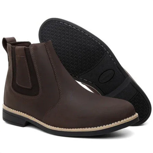 Bota Botina Masculina Chelsea 100% Couro Palmilhas De Gel