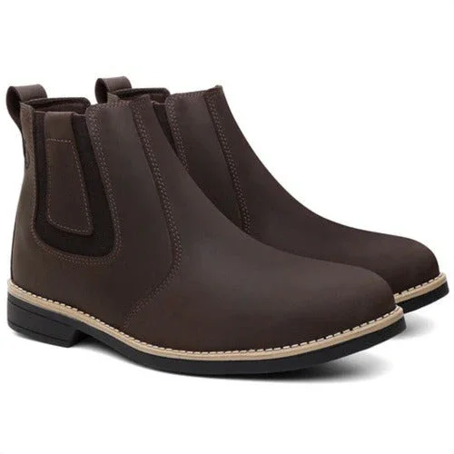 Bota Botina Masculina Chelsea 100% Couro Palmilhas De Gel